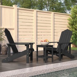 vidaXL Sillas de jardín Adirondack con mesa HDPE gris antracita