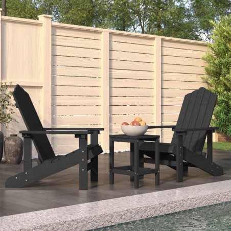 vidaXL Sillas de jardín Adirondack con mesa HDPE gris antracita