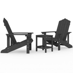vidaXL Sillas de jardín Adirondack con mesa HDPE gris antracita