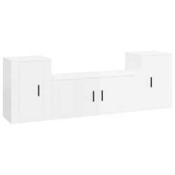 vidaXL Set de muebles de TV 3 pzas madera contrachapada blanco brillo