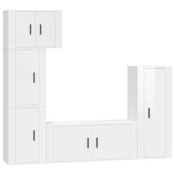 vidaXL Set de muebles de TV 5 pzas madera contrachapada blanco brillo