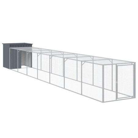 vidaXL Gallinero con corral acero galvanizado gris 110x813x110 cm