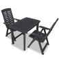 vidaXL Set de mesa y sillas de jardín 3 piezas plástico gris antracita vidaXL Set de mesa y sillas de jardín 3 piezas plástico gris antracita