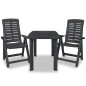 vidaXL Set de mesa y sillas de jardín 3 piezas plástico gris antracita vidaXL Set de mesa y sillas de jardín 3 piezas plástico gris antracita