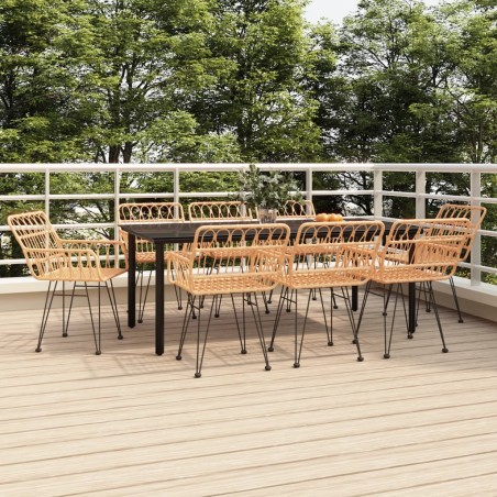 vidaXL Juego de comedor de jardín 9 piezas ratán sintético
