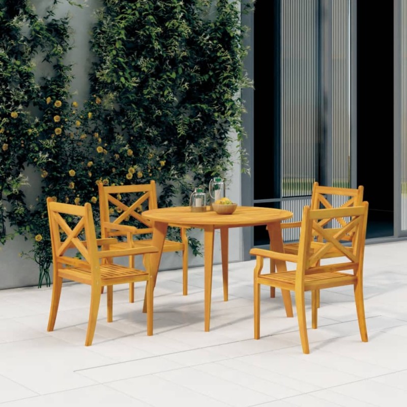 vidaXL Juego de comedor de jardín 5 piezas madera maciza de acacia vidaXL Juego de comedor de jardín 5 piezas madera maciza de acacia
