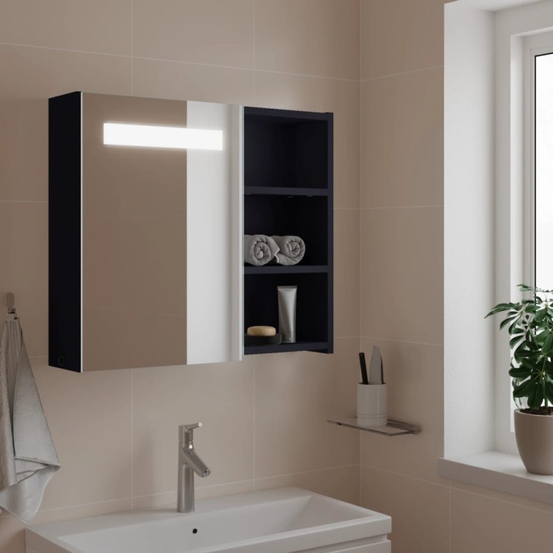 vidaXL Mueble de baño con espejo y luz LED gris 60x13x52 cm vidaXL Mueble de baño con espejo y luz LED gris 60x13x52 cm