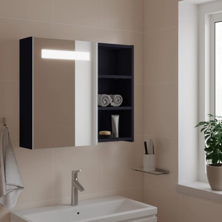 vidaXL Mueble de baño con espejo y luz LED gris 60x13x52 cm