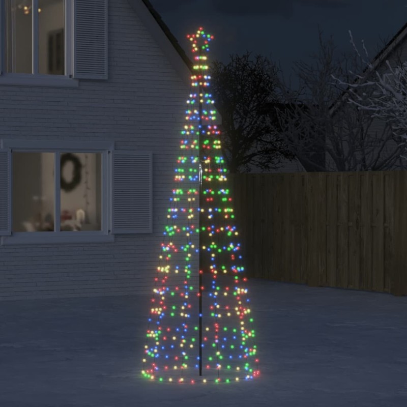 vidaXL Árbol de Navidad cono con estacas 570 LEDs de colores 300 cm vidaXL Árbol de Navidad cono con estacas 570 LEDs de colores 300 cm