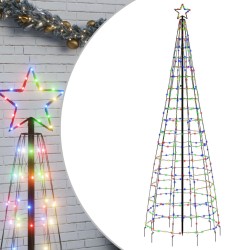 vidaXL Árbol de Navidad cono con estacas 570 LEDs de colores 300 cm