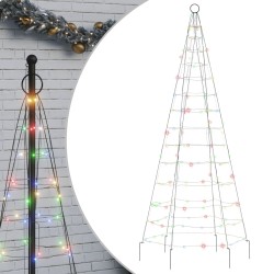 vidaXL Árbol de Navidad en asta de bandera 200 LED bde colores 180 cm