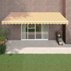 vidaXL Toldo retráctil automático amarillo y blanco 5x3 m