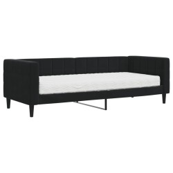vidaXL Sofá cama con colchón terciopelo negro 80x200 cm