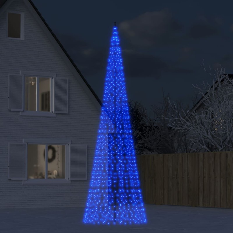 vidaXL Árbol de Navidad en asta de bandera 1534 LED azul 500 cm vidaXL Árbol de Navidad en asta de bandera 1534 LED azul 500 cm