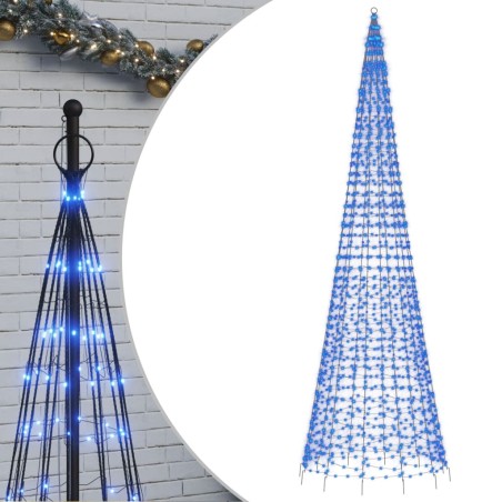 vidaXL Árbol de Navidad en asta de bandera 1534 LED azul 500 cm