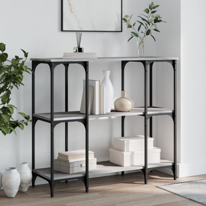 vidaXL Mesa consola madera de ingeniería gris Sonoma 102x35x90 cm