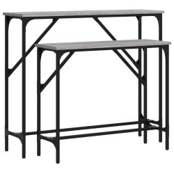 vidaXL Mesas consolas 2 unidades madera de ingeniería gris Sonoma