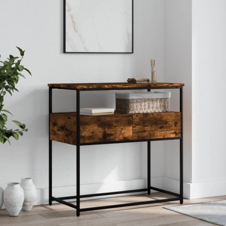 vidaXL Mesa consola madera de ingeniería roble ahumado 75x40x75 cm