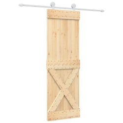 vidaXL Puerta corredera con herrajes madera maciza de pino 70x210 cm