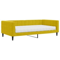vidaXL Sofá cama con colchón terciopelo amarillo 100x200 cm