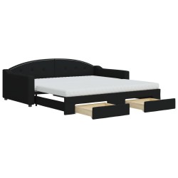 vidaXL Sofá cama nido con cajones tela negro 100x200 cm