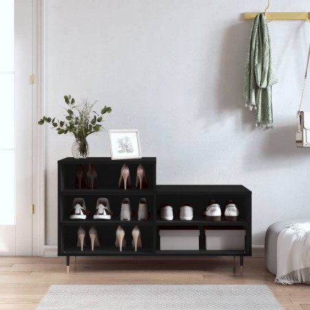 vidaXL Mueble zapatero madera contrachapada negro 102x36x60 cm
