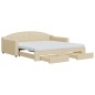 vidaXL Sofá cama nido con cajones tela color crema 100x200 cm vidaXL Sofá cama nido con cajones tela color crema 100x200 cm