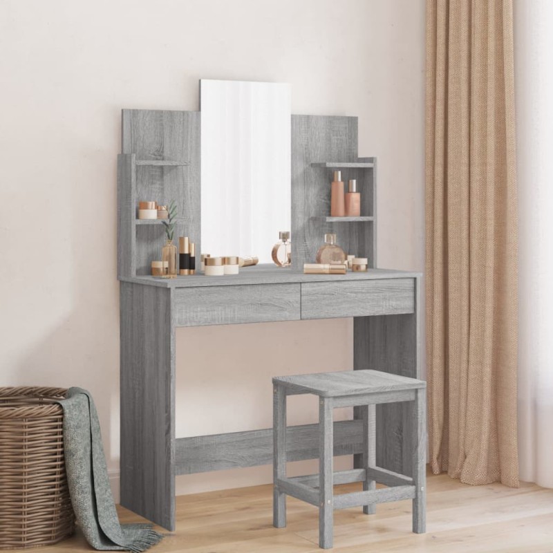 vidaXL Tocador con espejo color gris Sonoma 96x39x142 cm vidaXL Tocador con espejo color gris Sonoma 96x39x142 cm