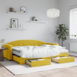 vidaXL Sofá cama nido con cajones terciopelo amarillo 80x200 cm