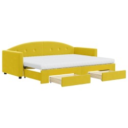 vidaXL Sofá cama nido con cajones terciopelo amarillo 80x200 cm