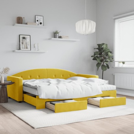 vidaXL Sofá cama nido con cajones terciopelo amarillo 90x200 cm