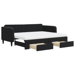 vidaXL Sofá cama nido con cajones terciopelo negro 90x200 cm