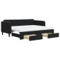 vidaXL Sofá cama nido con cajones terciopelo negro 90x200 cm vidaXL Sofá cama nido con cajones terciopelo negro 90x200 cm