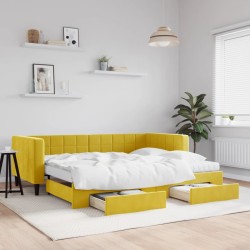 vidaXL Sofá cama nido con cajones terciopelo amarillo 90x200 cm