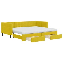 vidaXL Sofá cama nido con cajones terciopelo amarillo 90x200 cm