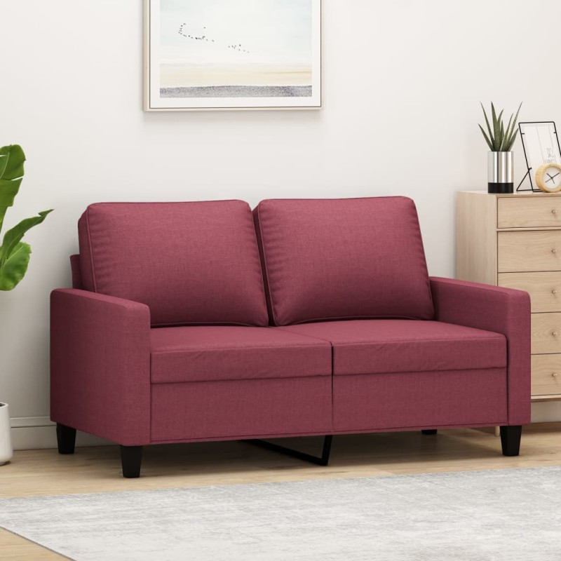 vidaXL Sofá de 2 plazas de tela rojo tinto 120 cm vidaXL Sofá de 2 plazas de tela rojo tinto 120 cm