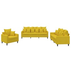 vidaXL Juego de sofás con cojines 3 piezas terciopelo amarillo