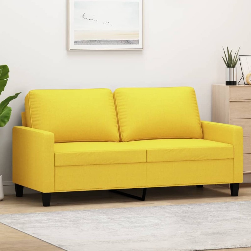 vidaXL Sofá de 2 plazas de tela amarillo claro 140 cm vidaXL Sofá de 2 plazas de tela amarillo claro 140 cm