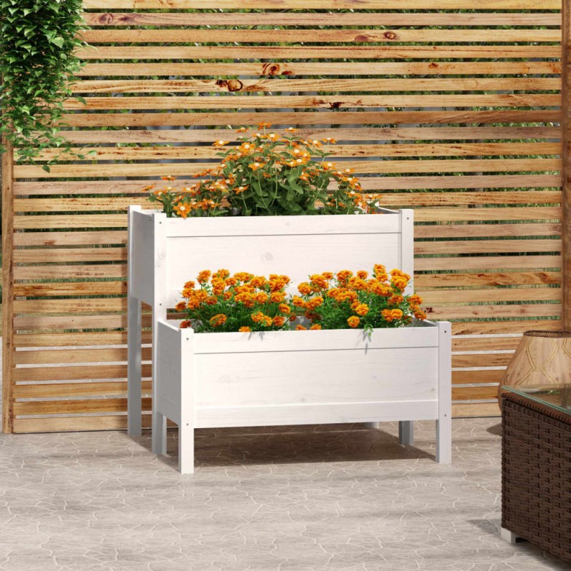 vidaXL Jardinera madera maciza de pino blanco 84,5x84x75 cm vidaXL Jardinera madera maciza de pino blanco 84,5x84x75 cm