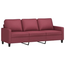 vidaXL Sofá de 3 plazas de tela rojo tinto 180 cm