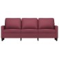 vidaXL Sofá de 3 plazas de tela rojo tinto 180 cm vidaXL Sofá de 3 plazas de tela rojo tinto 180 cm