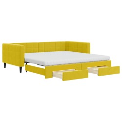 vidaXL Sofá cama nido con cajones terciopelo amarillo 100x200 cm