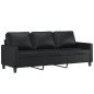 vidaXL Sofá de 3 plazas de cuero sintético negro 180 cm vidaXL Sofá de 3 plazas de cuero sintético negro 180 cm