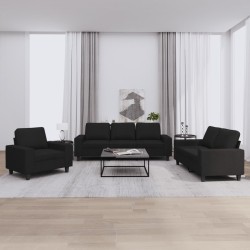 vidaXL Juego de sofás 3 piezas tela negro