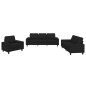 vidaXL Juego de sofás 3 piezas tela negro vidaXL Juego de sofás 3 piezas tela negro