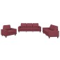 vidaXL Juego de sofás 3 piezas tela rojo tinto vidaXL Juego de sofás 3 piezas tela rojo tinto