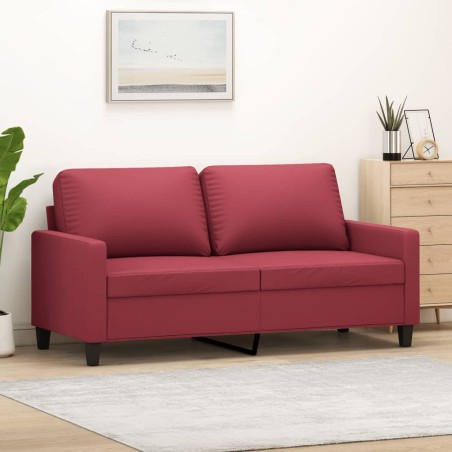 vidaXL Sofá de 2 plazas de cuero sintético rojo vino 140 cm