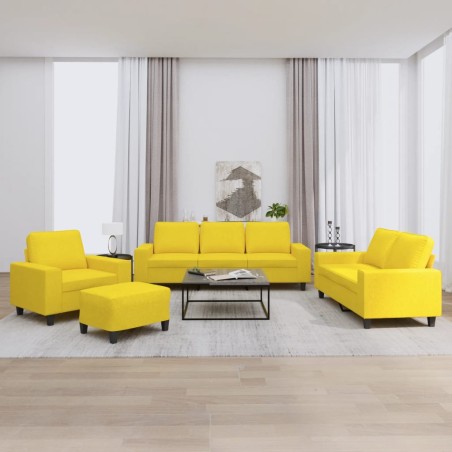 vidaXL Juego de sofás 4 piezas tela amarillo claro