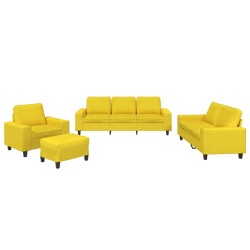 vidaXL Juego de sofás 4 piezas tela amarillo claro