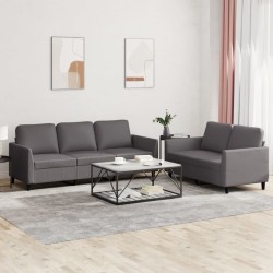 vidaXL Juego de sofás con cojines 2 piezas cuero sintético gris